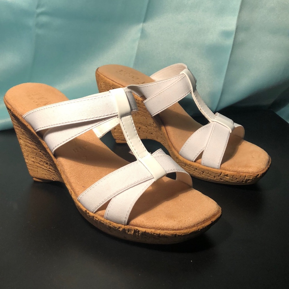 White Italian Strap-y Wedges